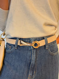 Cintura ICON in vera pelle beige - dettaglio